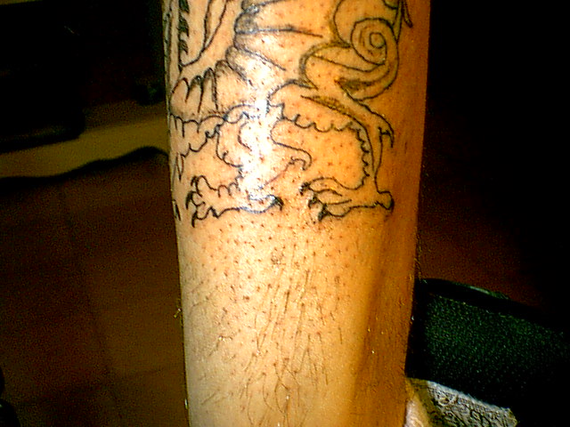 +JAZZED INK+ Mens Black and White Dragon Tattoo